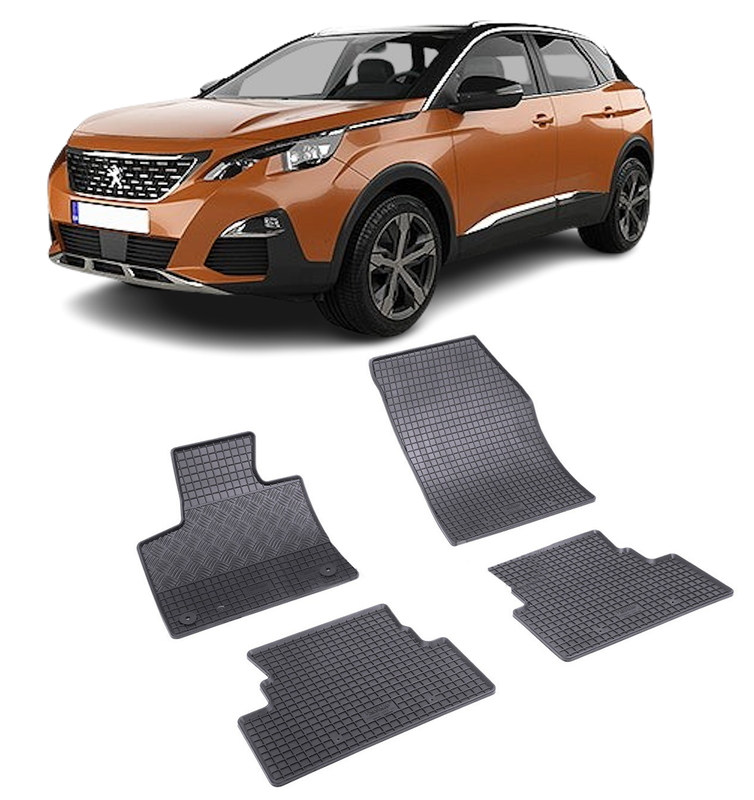Set 4 covorase Peugeot 3008 2016-2023, din cauciuc 100%, compatibile cu autoturismul PEUGEOT 3008
