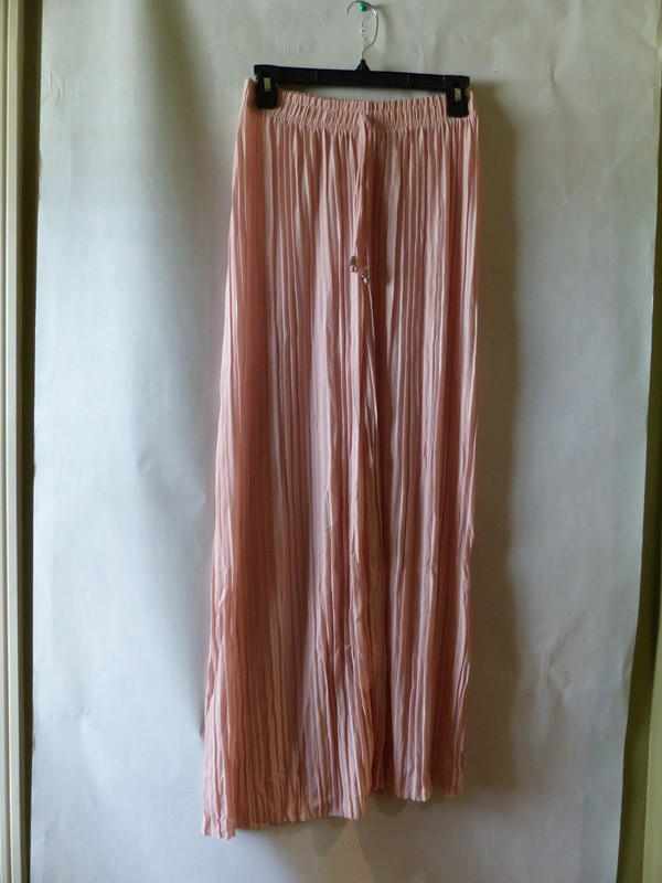 FANCY WOMENS COMFORTABLE FLOWY TEXTURED LIGHT PINK PANT WIDE LEG SIZE 4
