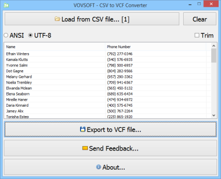 VovSoft CSV to VCF Converter 1.1