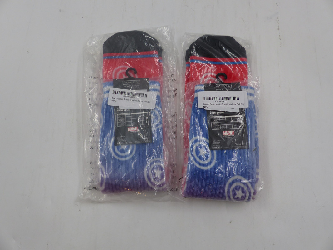 LOT OF 2 BIOWORLD CAPTAIN AMERICA MENS CREW SOCK SIZE 10-13