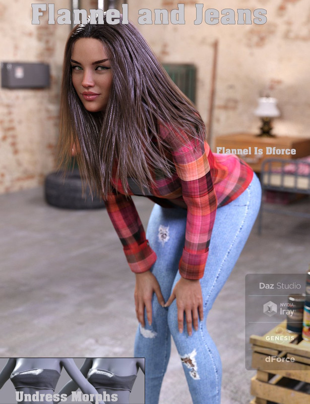 FGF Flannel and Jeans Outfit for Genesis 8 Female(s)