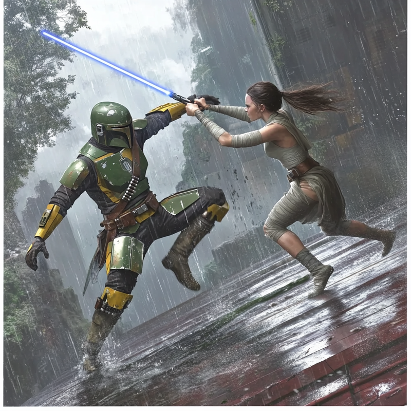 quotedpoodlz-Mandalorian-in-green-and-yellow-armor-fighting-a-9f8fa30f-d38a-44b0-b8ff-21fe6c643418-3.png