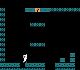 A ground tile disappears just as Syobon lands on the right one from a backwards jump in the beginning of the underground area.