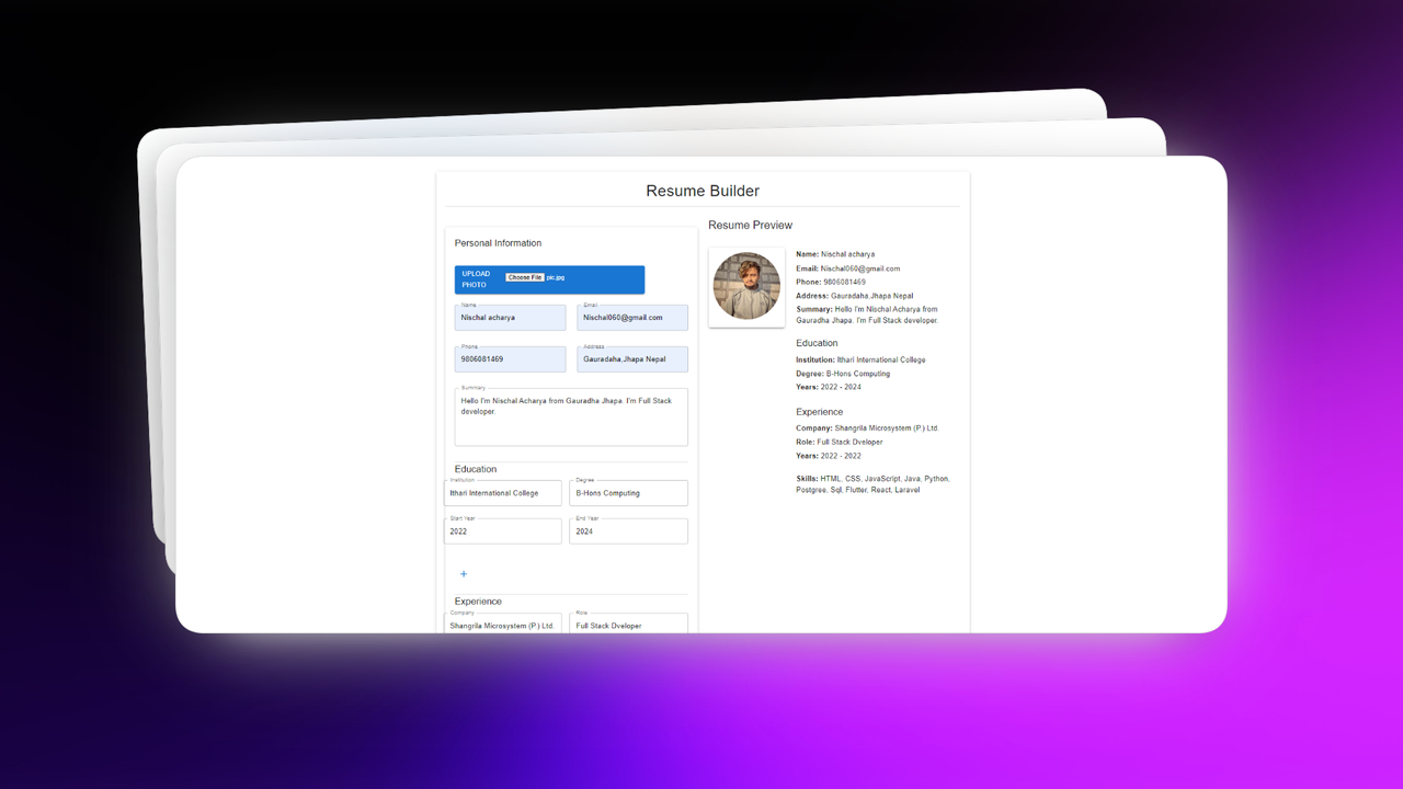 Resume Builder by Nischal Acharya