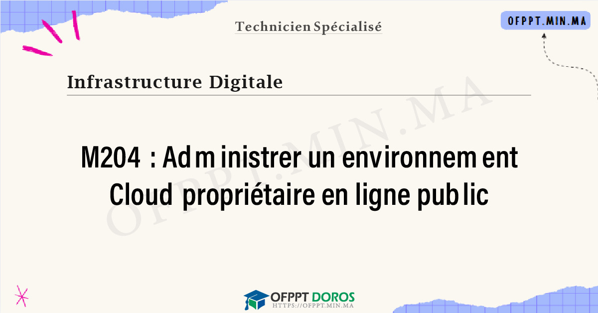 Sommaire détaillé du cours Administrer un environnement Cloud propriétaire en ligne public M204 OFPPT - Structure du module