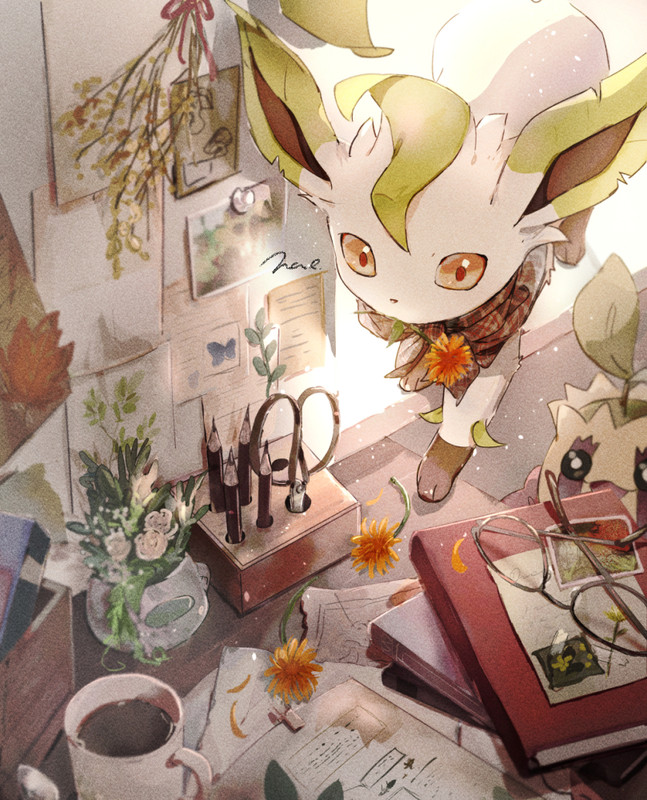 leafeon-and-sunkern-pokemon-drawn-by-nao