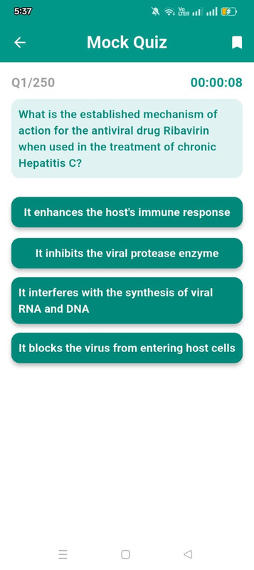 Mock Exam Screenshot 2: Timed Question