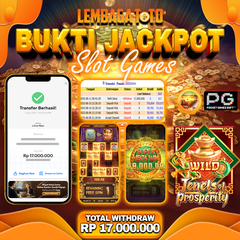 BUKTI JACKPOT 12 AGUSTUS LEMBAGATOTO JEWELS PROSPERITY  Rp.17.000.000,- LUNAS