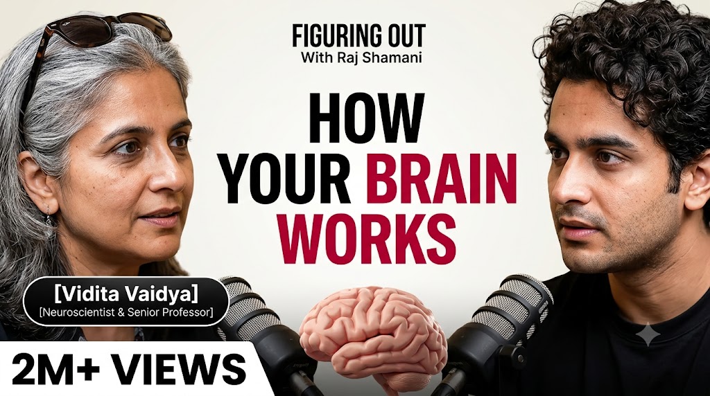AI-generated example result for the youtube-thumbnail prompt: How Your Brain Works Thumbnail – Figuring Out Podcast Neuroscience Design AI YouTube Thumbnail Prompt