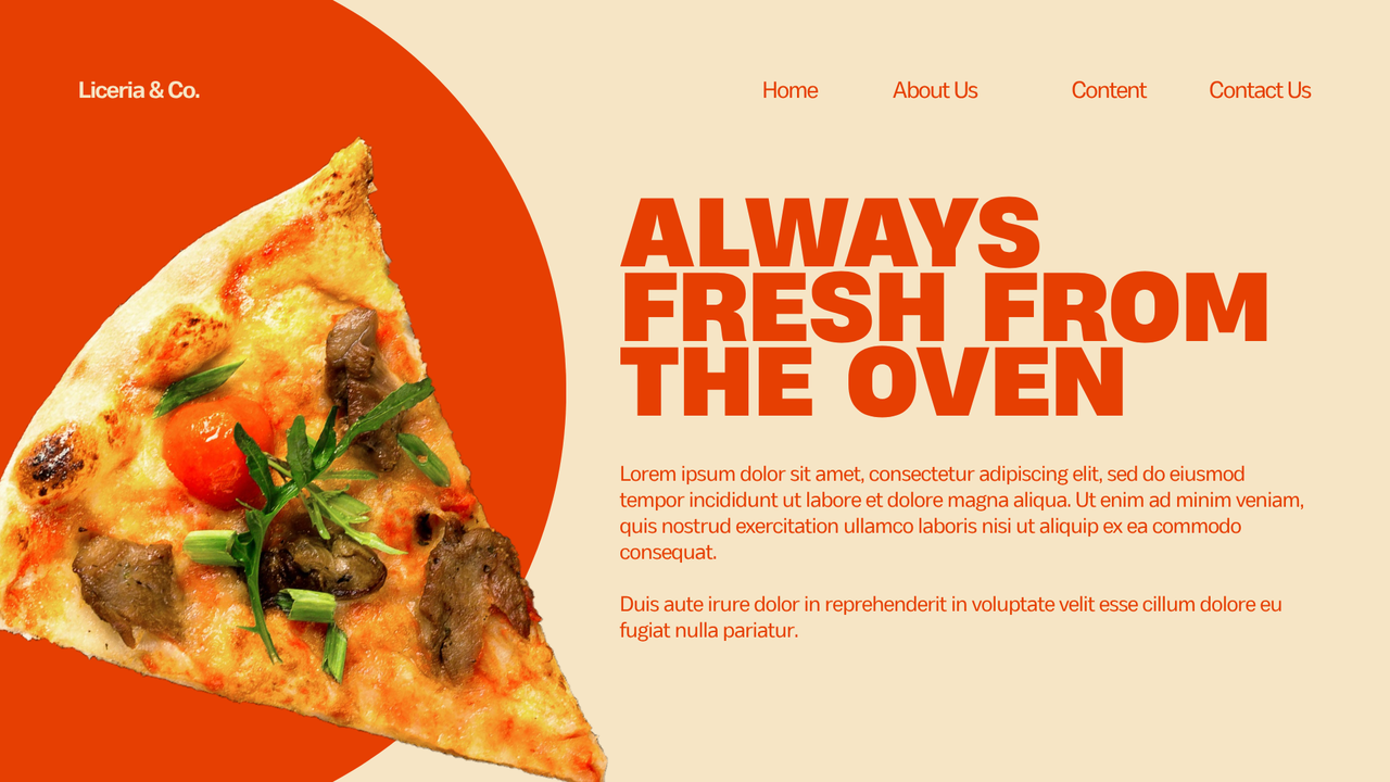 Orange and Cream Playful Pizza Presentation