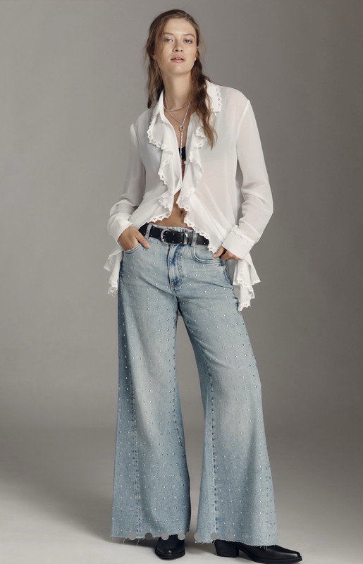 Studded Flare Jeans – chic mid-rise side view