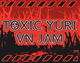Text that reads toxic yuri vn jam, with a radioactive symbolin the O and a red backround of barren trees.