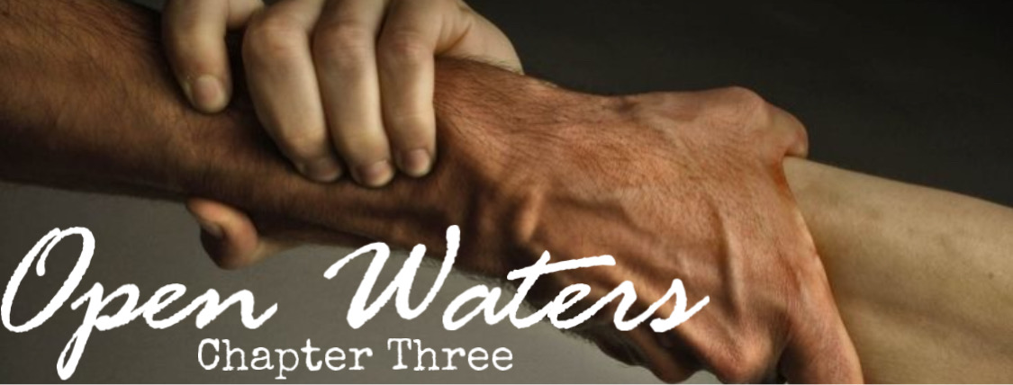 Chapter 3: Two separate men’s hands, reaching and grasping each others wrists