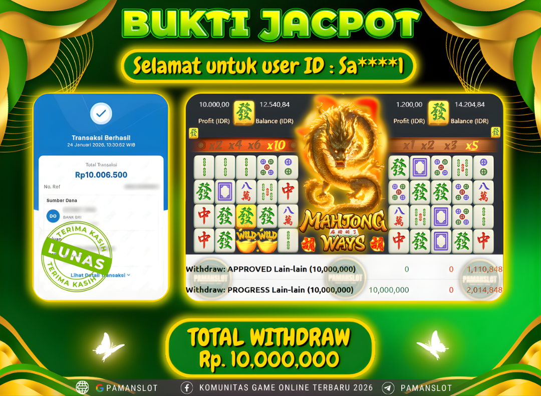 PAMANSLOT JACKPOT Game mahjong ways Rp.10,000,000- LUNAS