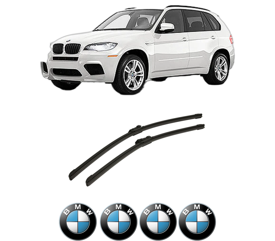 Set stergatoare auto BMW Seria X5 (E70) din 2006-2013, pentru parbriz auto, 2 bucati, Bosch Aerotwin, din cauciuc siliconat rezistent, 4 Stickere Auto BMW Seria