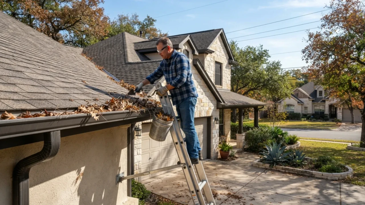 San Antonio roof gutter debris clearing maintenance valley cleaning homeowner