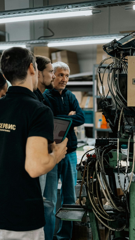Skilled workers and technicians at project site