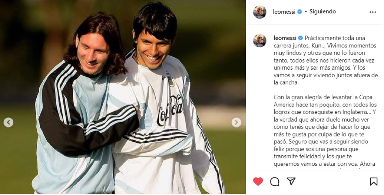 Messi envió un mensaje lleno de amor a Kun Agüero para despedirlo de la cancha