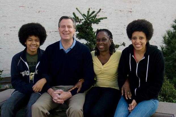 Bill de Blasio with his wife and children