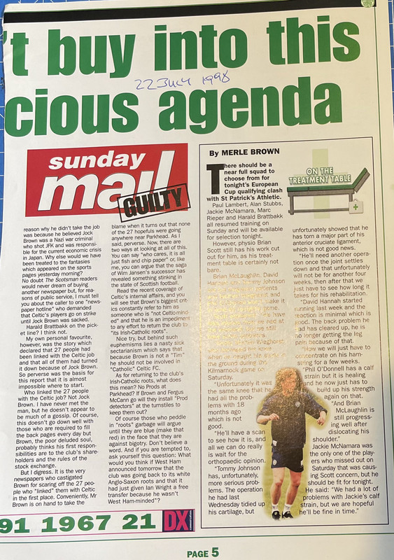 Celtic View Jock Brown Sunday Mail 1998 2 IMG_6461