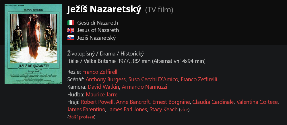 Re: Ježíš Nazaretský / Jesus of Nazareth (1977)