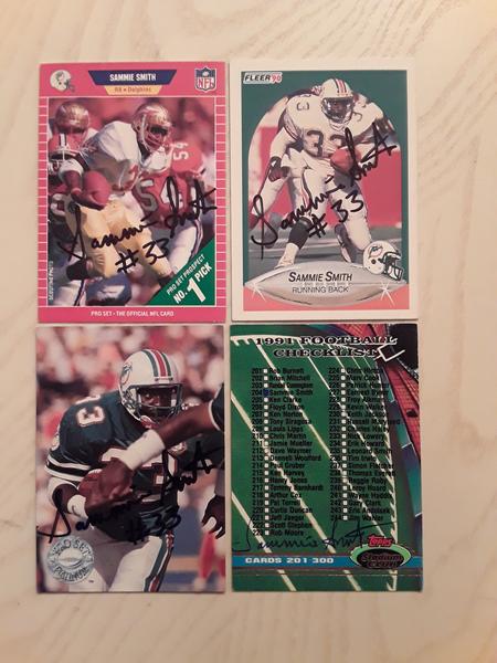 NFL Sammie Smith Autographed Cards 4/4