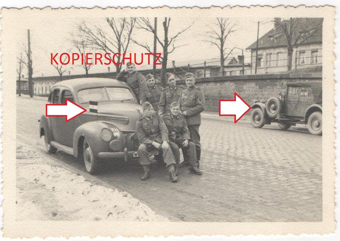 Foto 2.WK WW2 Soldaten Auto Kübelwagen Kennung