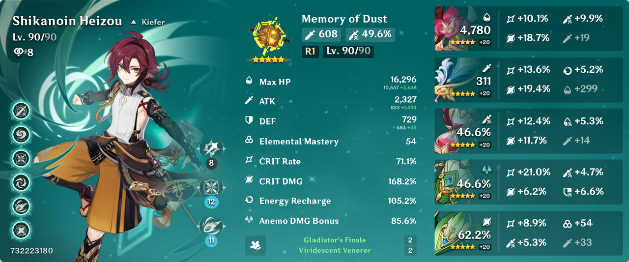 Rate my build? Updated + Enka. : r/Heizou_Mains