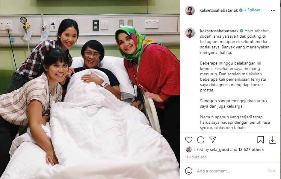 Psikolog anak Kak Seto alias Seto Mulyadi mengungkapkan dirinya menderita kanker prostat.