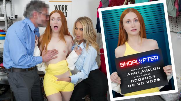 Shoplyfter – Andi Avalon, Scarlet Skies – Threesome with The Vibrator Thief