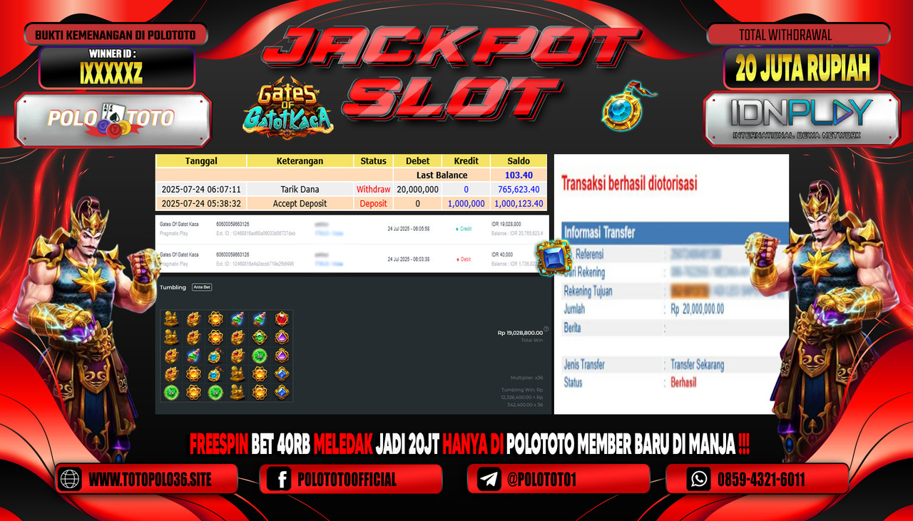 POLOTOTO JACKPOT SLOT GATES OF GATOT KACA Rp.20.000.000,-