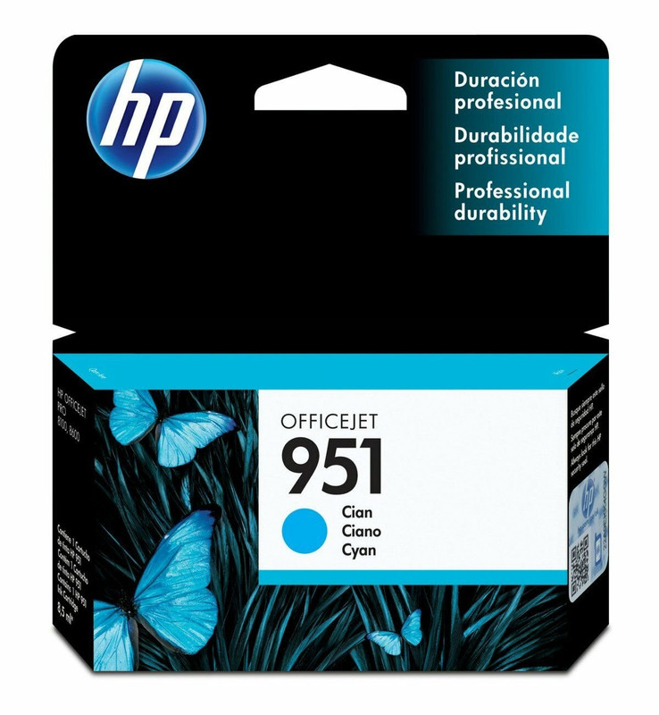Cartucho de tinta original HP 951 en color cian.