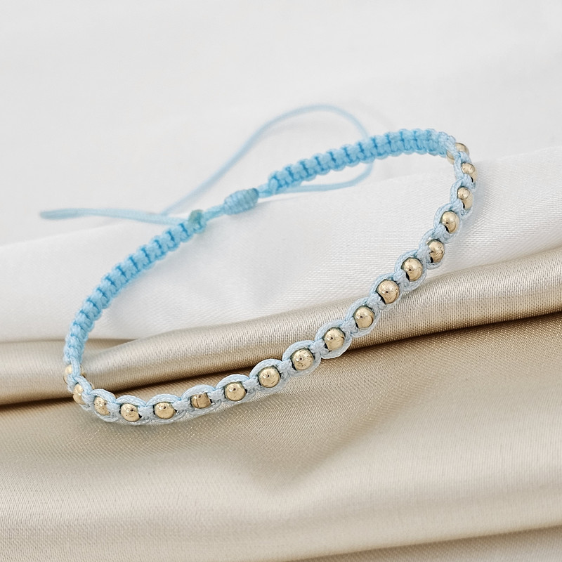 MJ PULSERA MACRAME GOLD #3 AZUL CLARO