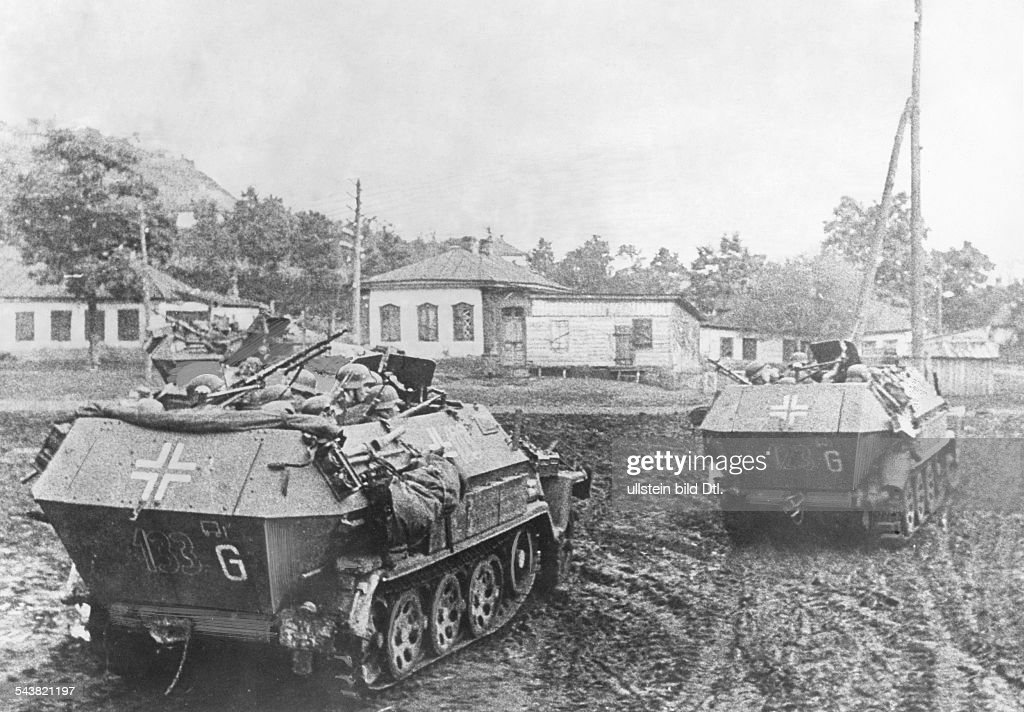 APC's advancing againt a village. (armoured group 2 Guderian) October 1941