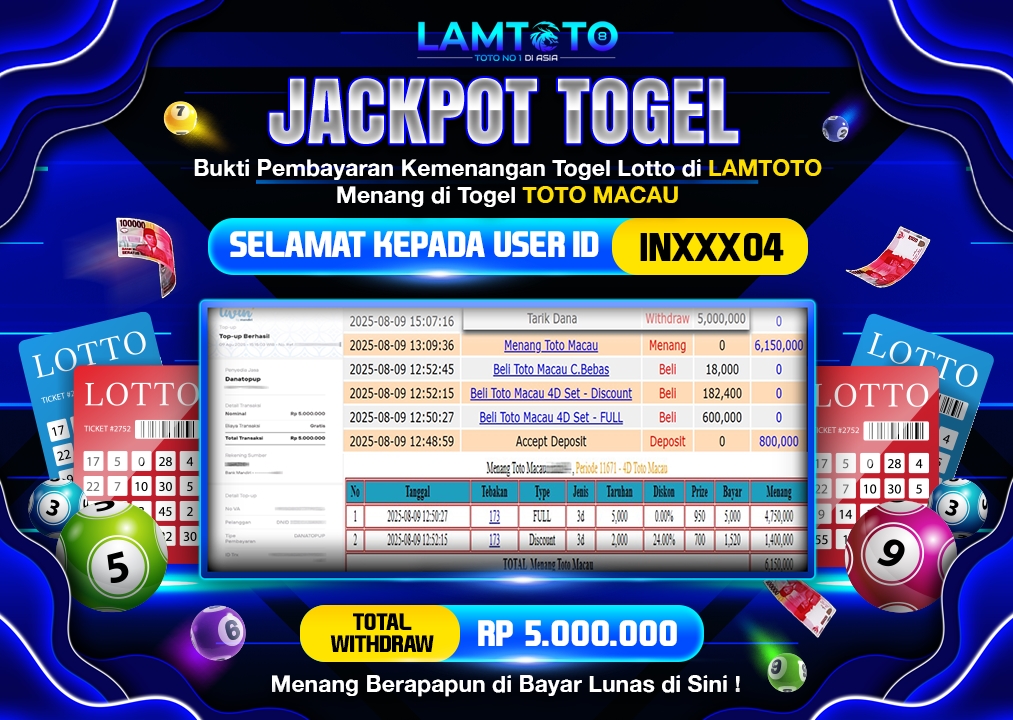 BUKTI JACKPOT LUNAS LAMTOTO