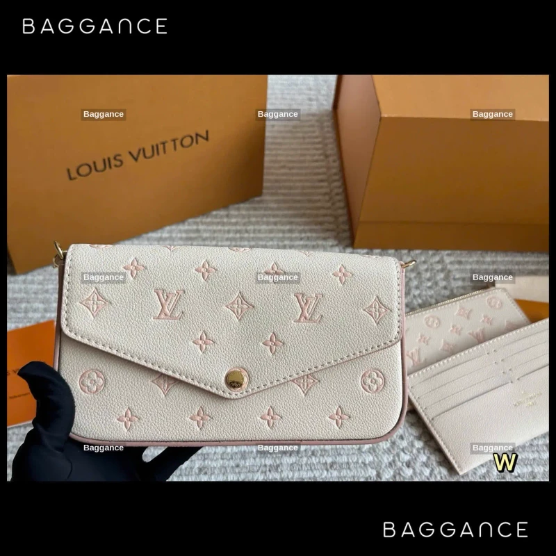 Louis Vuitton 3-Piece Leather Bag Set Creamy Strawberry Full Box Size 21cm - EVLVFW-092