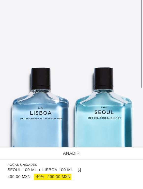 Zara: Paquete de 2 Perfumes SEOUL 100 ML + LISBOA 100 ML