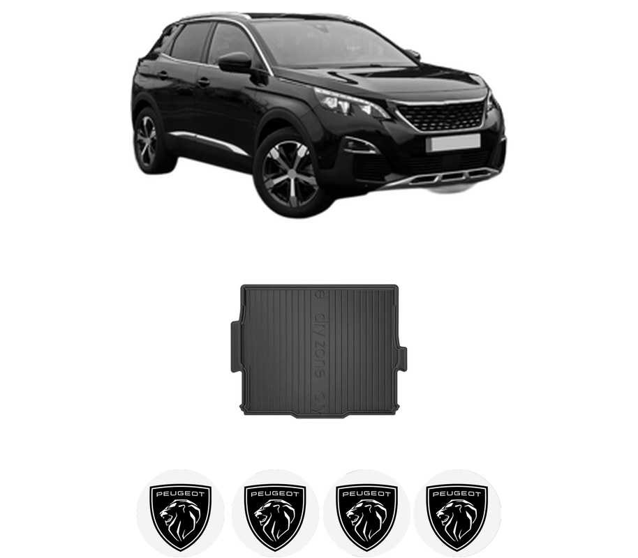 Tavita Portbagaj PEUGEOT 3008 II SUV (MC_, MR_, MJ_, M4_) din 2016-2020, Protectie Portbagaj Auto, 4x Stickere auto cu PEUGEOT