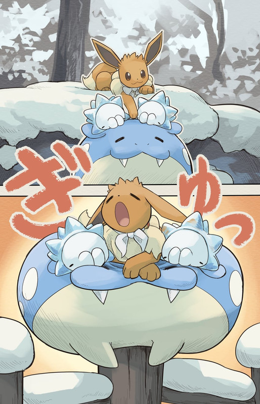 eevee-snom-and-spheal-pokemon-drawn-by-y