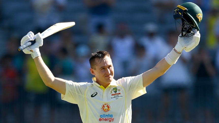 Marnus celebrating his century