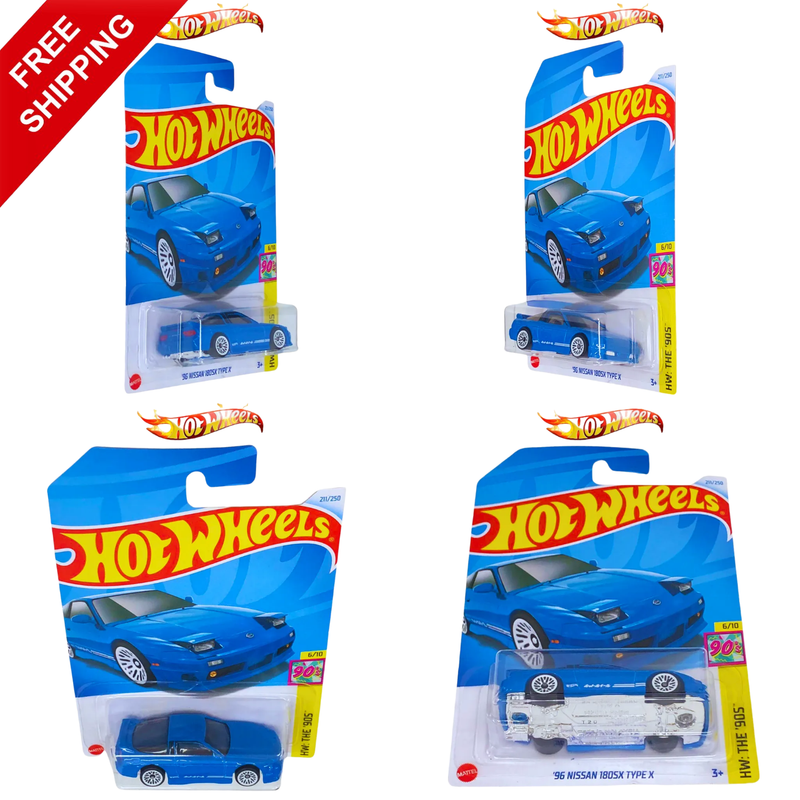 New Hot Wheels 96 Nissan 180SX Type X Blue #211 Mainline 2024 Case