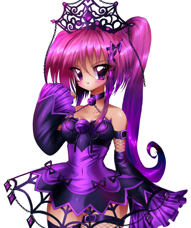Half body drawing of Shadow Empress, the original Halloween set from the roblox game Royale High. Transparent PNG Pink Hair