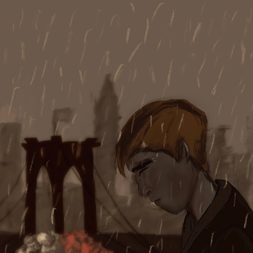 Steve en el puente de Brooklyn. Imagen por OTP-Holic