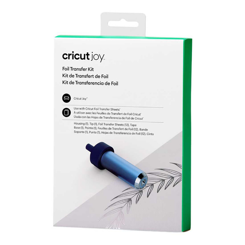 El contenido del kit de transferencia de foil: la herramienta, una punta y hojas de foil.