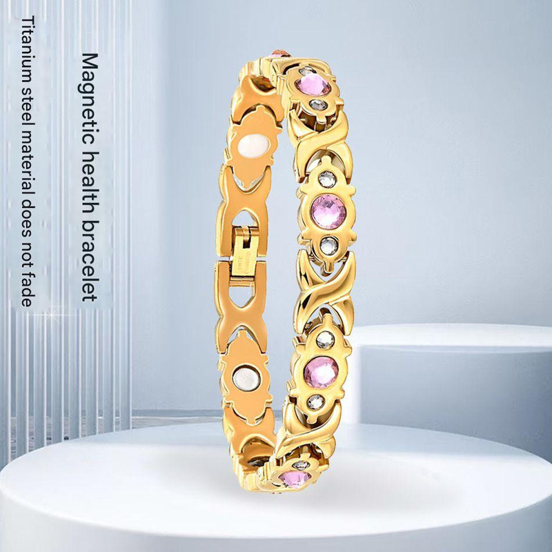 Magnetic Therapy Bracelet - Anti-Allergy Jewelry with Gemstone Design - Gold