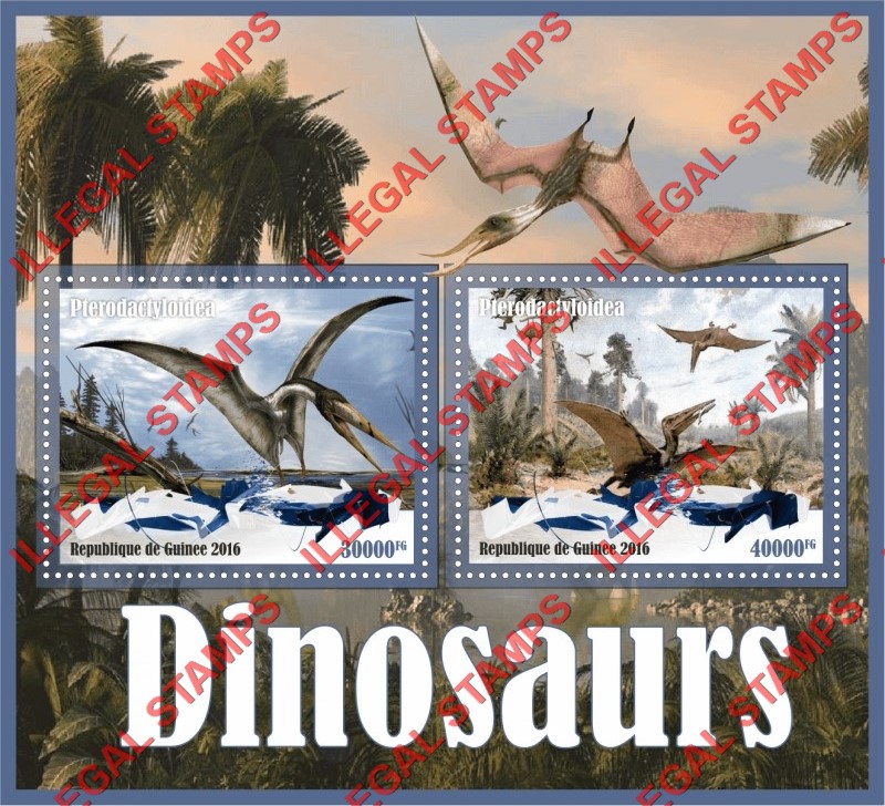 guinea republic 2016 illegal stamps dinosaurs ss1