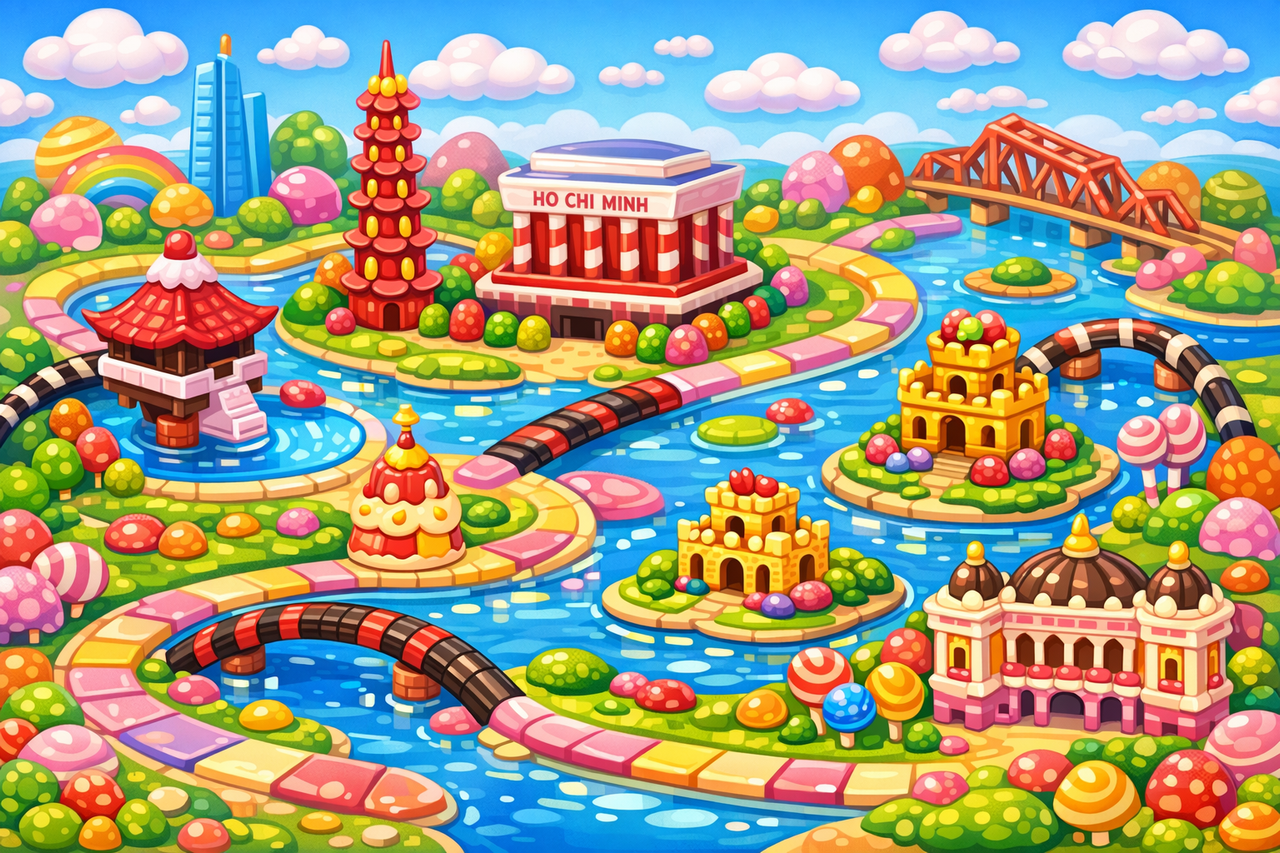Bản đồ phong cách Candy Crush đô thị