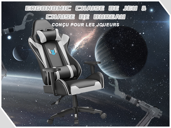 Fauteuil gamer BIGZZIA - Chaise gaming de bureau a Pivot 90° - Avec