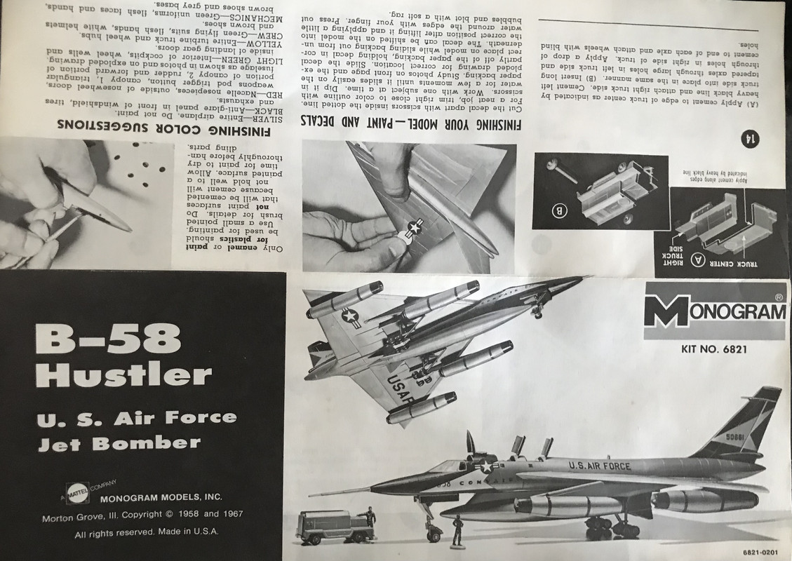 Maquette Monogram B-58 Hustler 1/121 - Kit 6821, édition 1973-75 - NEUF Scellé