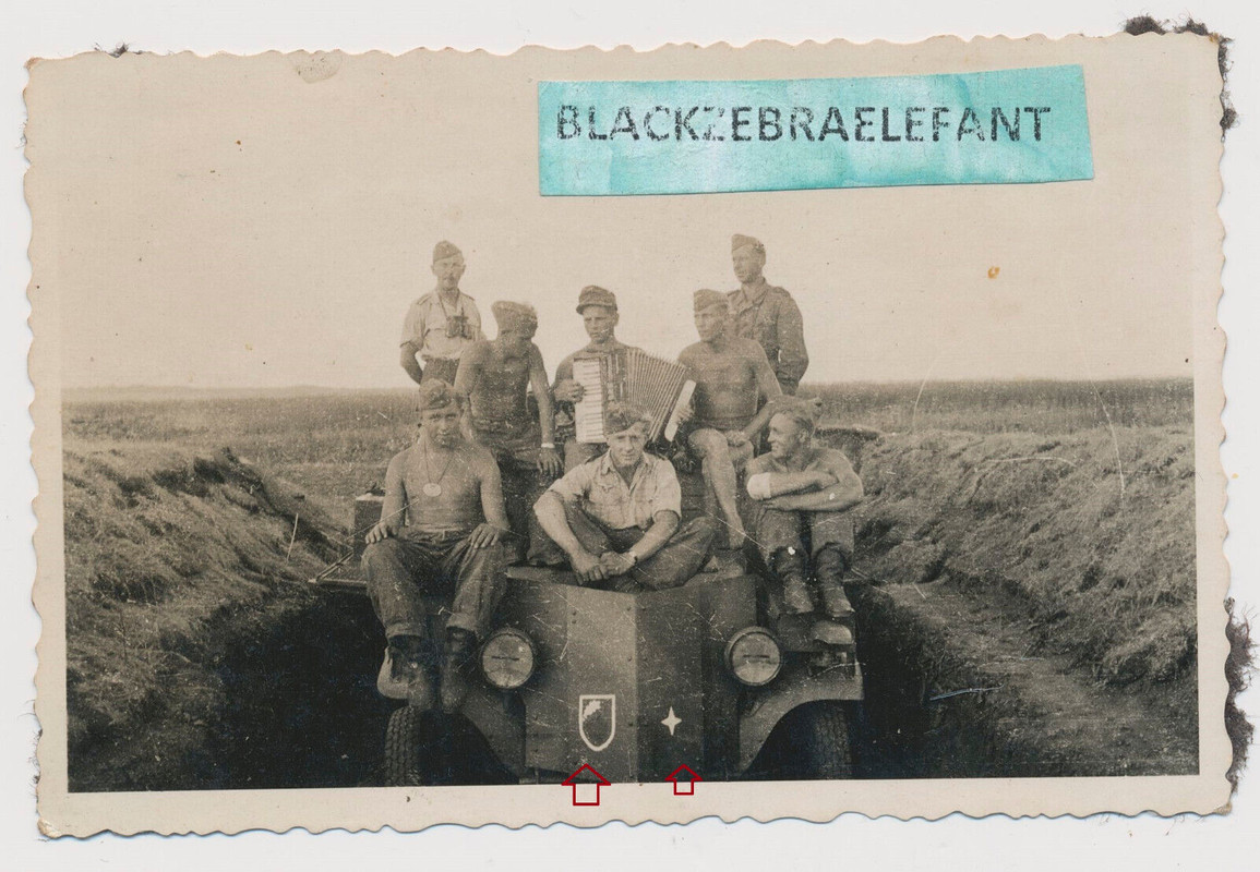 Foto wk2 WL Panzer Spähwagen mit Divisionsabzeichen in Frontstellung